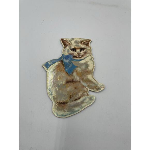 Vintage 1986 Merrimack Kitty Die Cut Cardboard Ornament - Picture 1 of 4